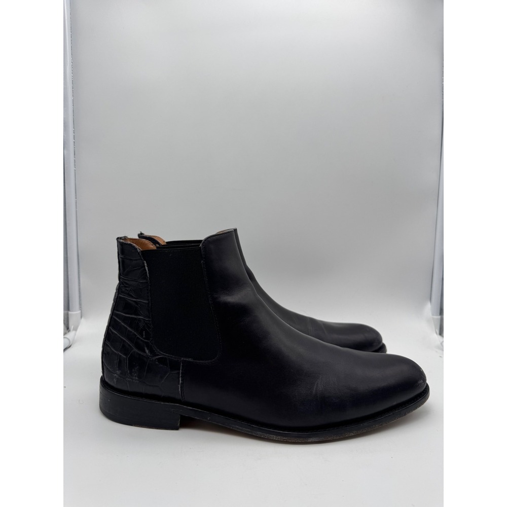 Taft Mens Black Leather Croc Embossed Chelsea Boots Handmade in Spain Size‎ 42